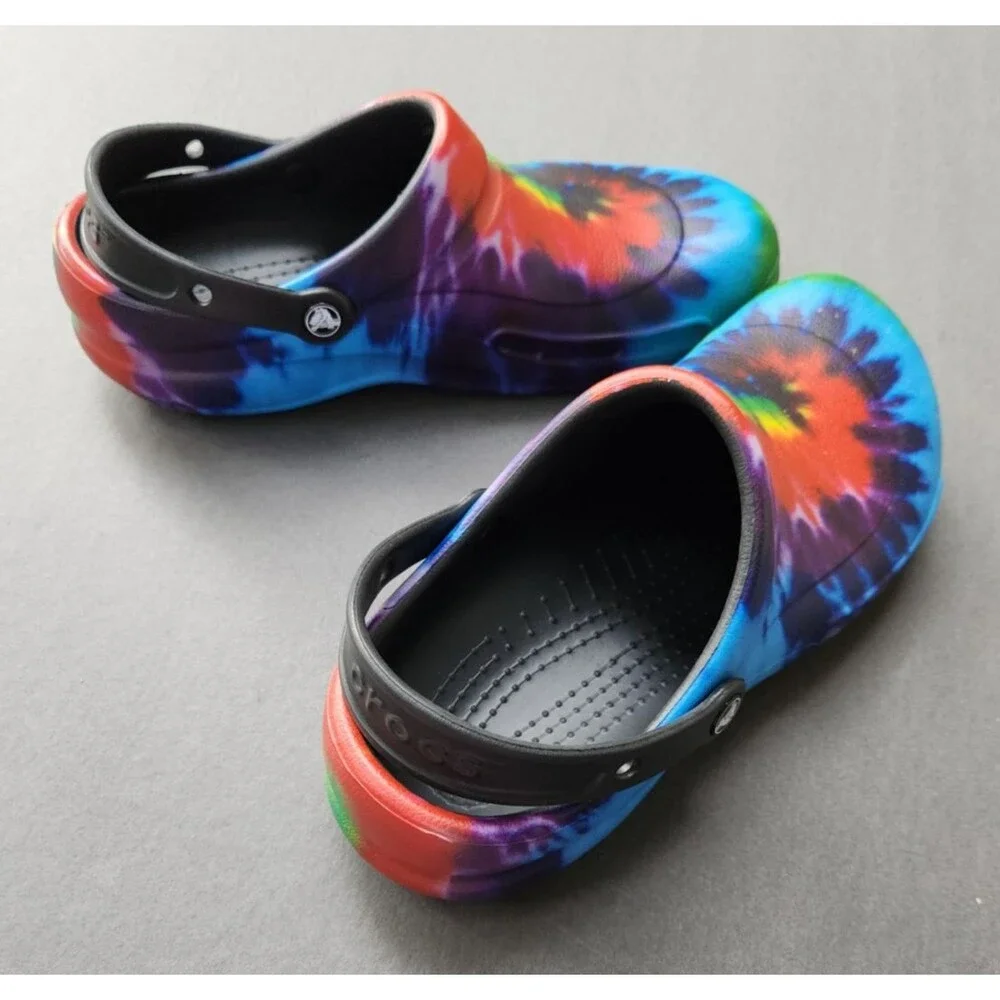 Crocs Bistro Clogs Mens 11 Tie Dye Groovy Non Slip Pride Work  Shoe Restaurant